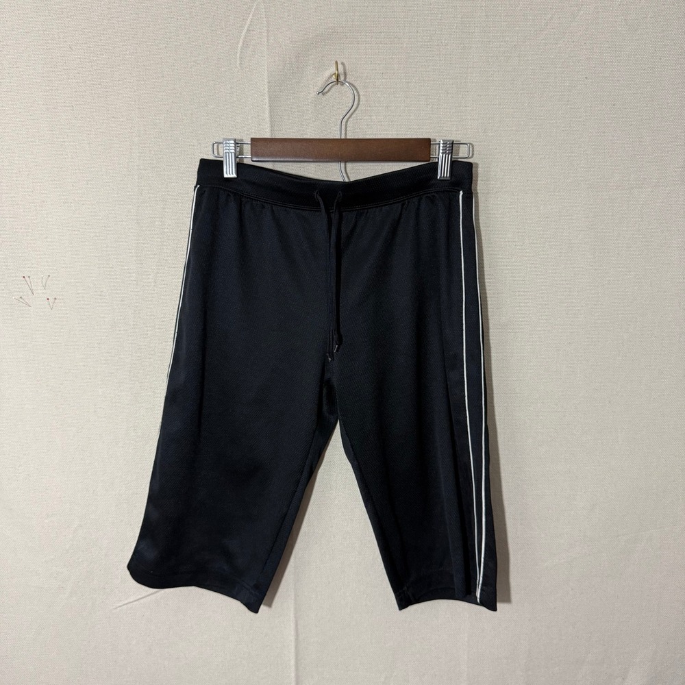 Prospirit Vintage Y2K Black Mesh Sportswear Capri Pants XS Side Stripe Cropped
